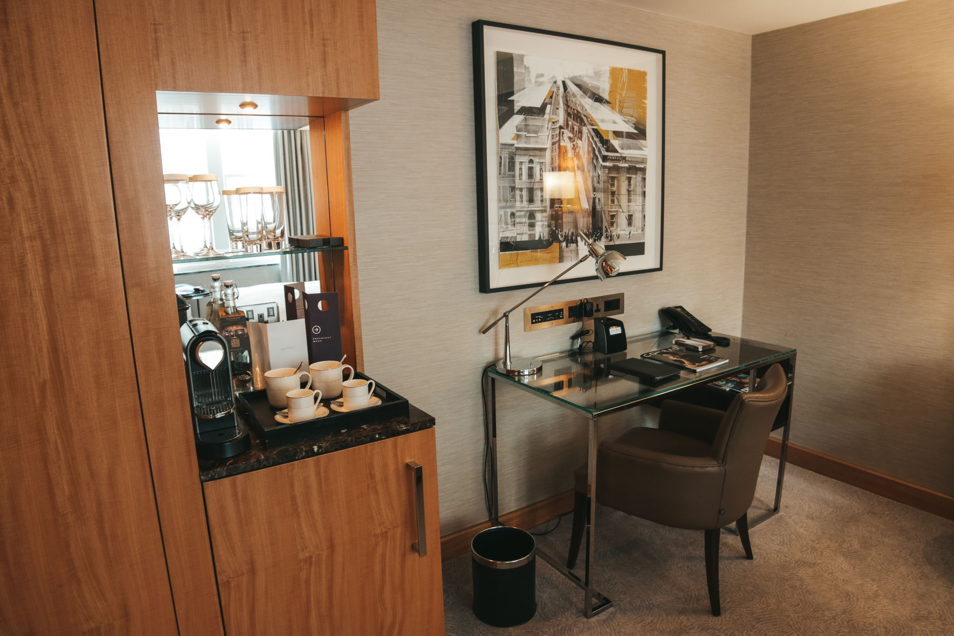 Hilton Hotel Room Coffee Bar And Desk