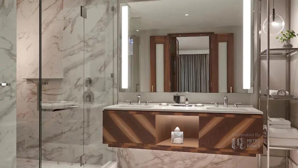 Led Fixture In Hotel Bathroom Sink Mirror