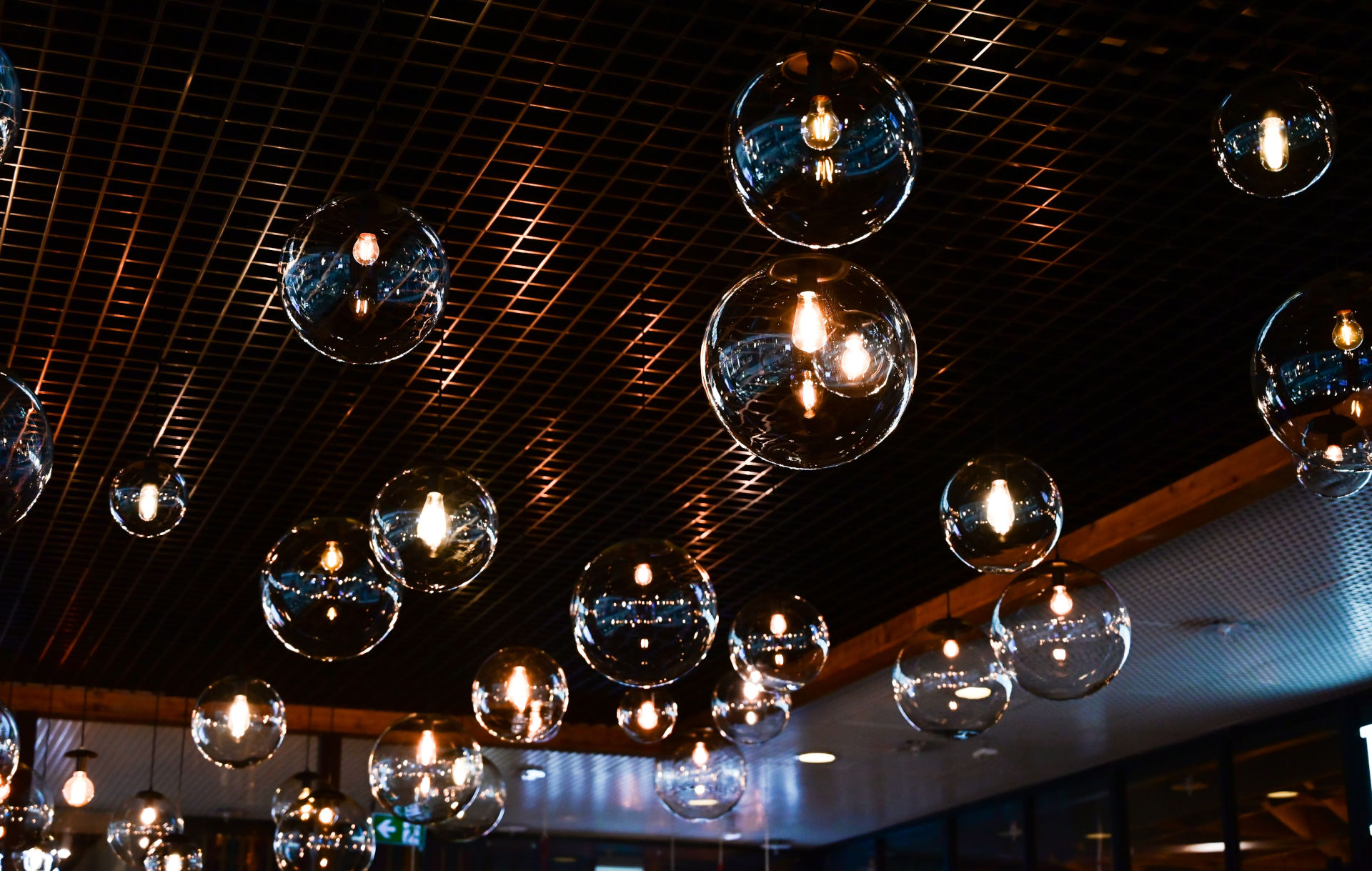 Modern Glass Globe Led Lights In High End Restaurant